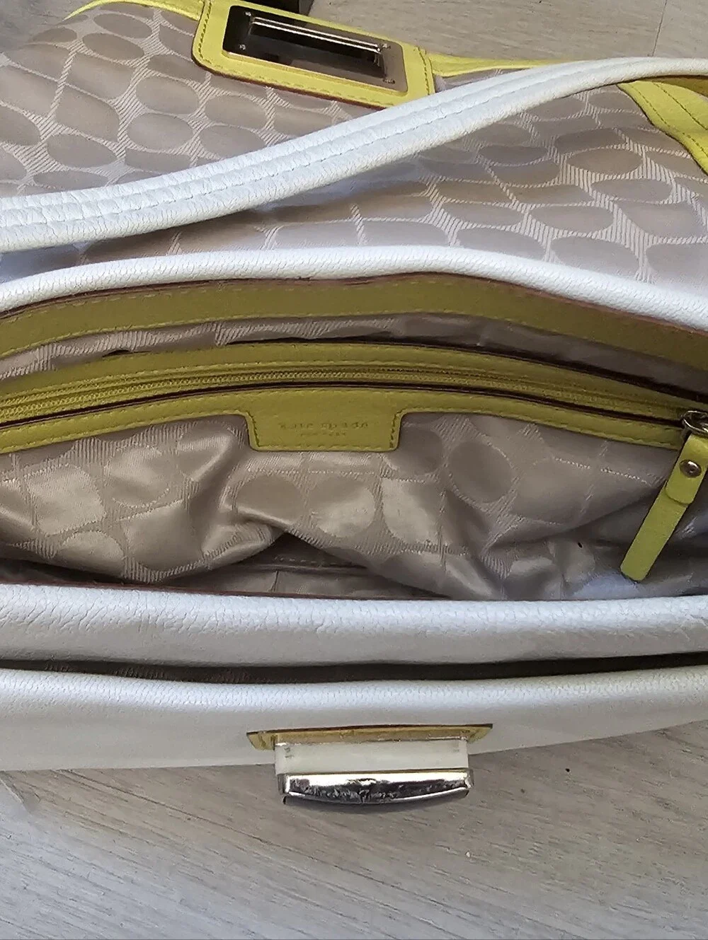 Kate Spade Cream with Yellow Lrather Envelope Purse With Strap